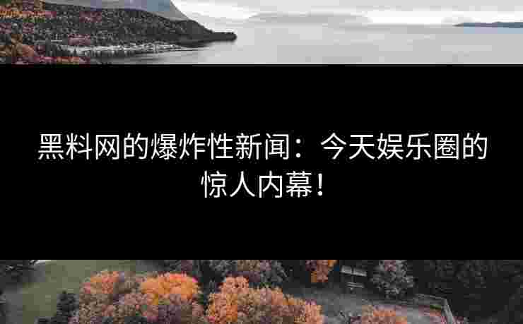 黑料网的爆炸性新闻：今天娱乐圈的惊人内幕！