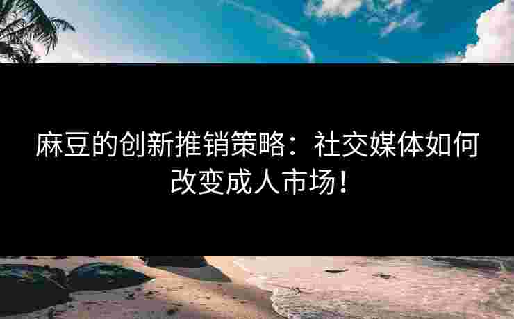 麻豆的创新推销策略：社交媒体如何改变成人市场！
